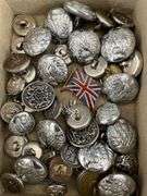 Collection of Assorted Buttons with British Flag Pin