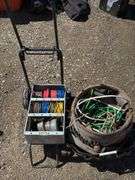 Rolling Wire Cart with Wire Spools and Utility Bag
