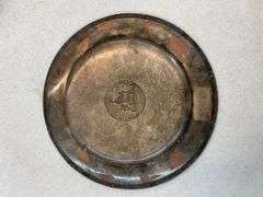 Ornate Silver Plated Decorative Plate with Landmark Detail