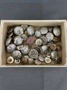 Collection of Assorted Buttons with British Flag Pin