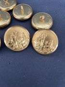 Lot of Waterbury Button Co. CT USA Gold-Tone Buttons with Embossed Figures
