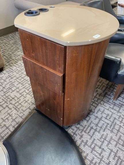 Rolling three drawer Barber table image