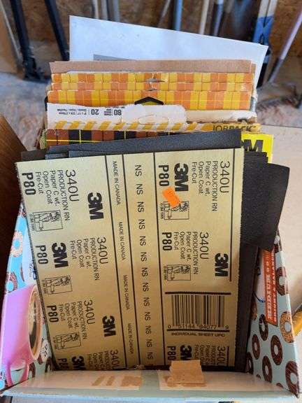 Box of assorted 3M sandpaper image