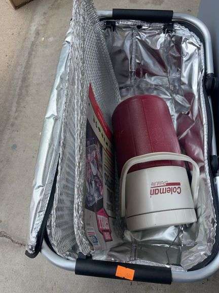 Collapsible, picnic basket, grill, toppers, and thermos image