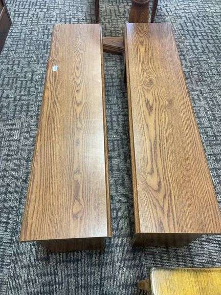Two stackable wooden benches image