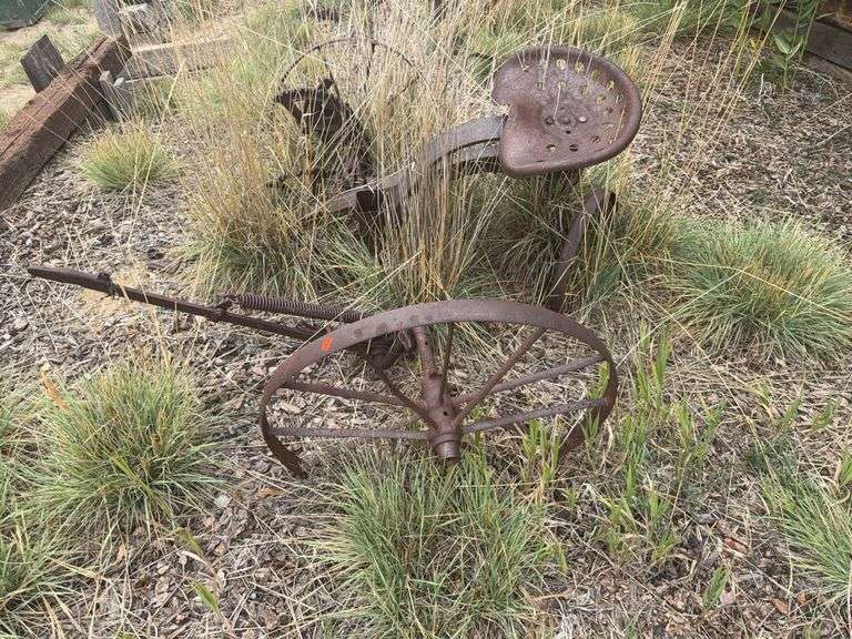 Horse drawn plow/disc frame with seat image