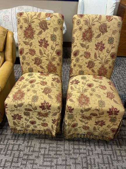 Set of two vintage floral print chairs image