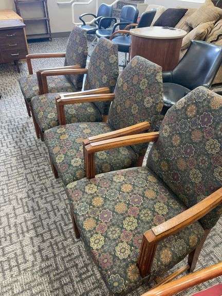 Set of four wooden upholstered chairs image