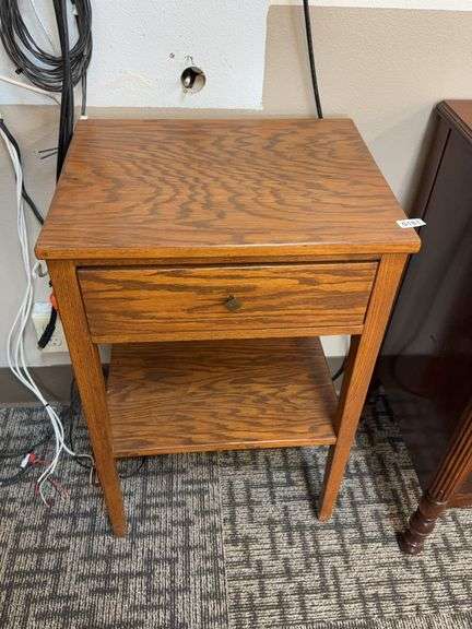 Vintage oak side table/ night stand image