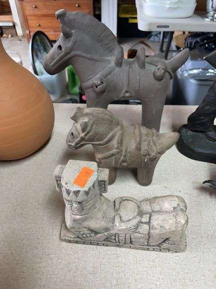 Lot of three terra-cotta clay figurines image