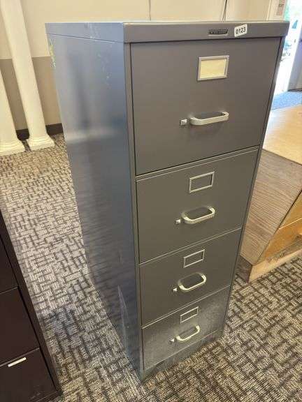 Grey metal filing cabinet image