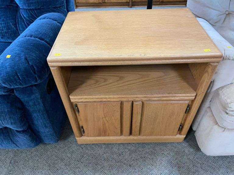 Set of oak end tables image