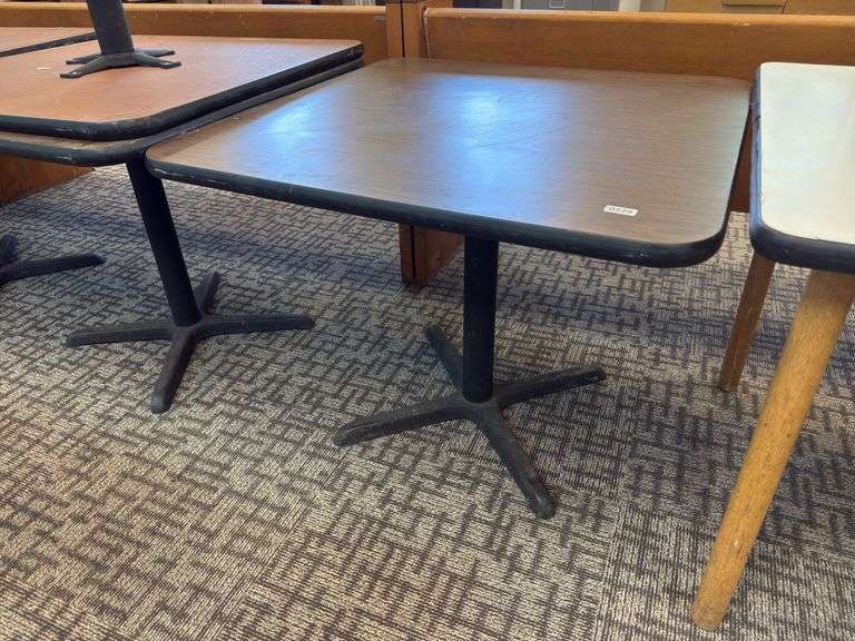 9-36x36 wooden tables with steel bases image