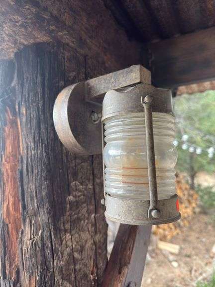 Antique light fixture, birdbath image