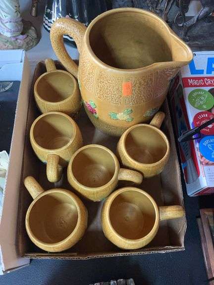 Glass pitcher and 6 cups image