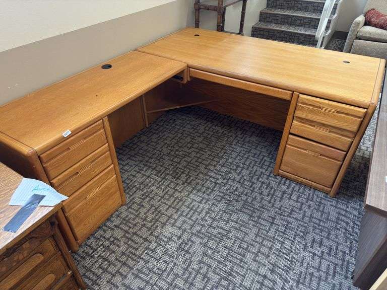 Corner desk with cabinets image