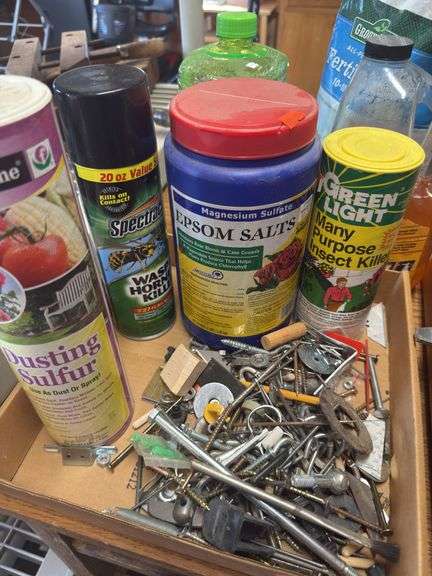 Assorted lawn chemicals. Hardware, wash wax, bubble blast image