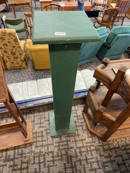 wooden display pedestal/plant stand. image