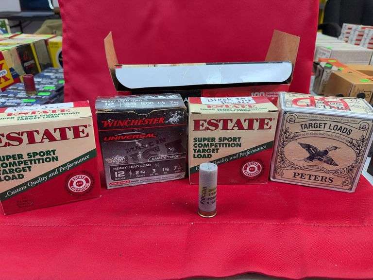 Approximately 100 rounds of 12 Ga shotgun shells marked black powder in the boxes various brands image