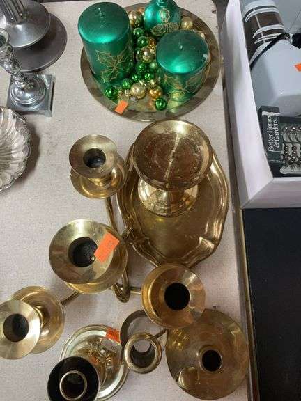 Lot of miscellaneous brass candleholders image