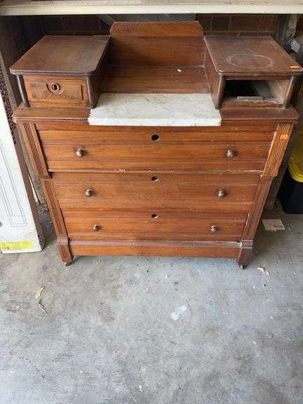 Antique five drawer dresser. Missing one drawer. image