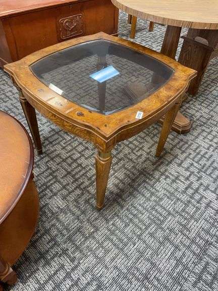 Glass topped end table image