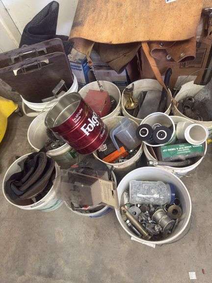 Buckets of Assorted parts, bolts, image