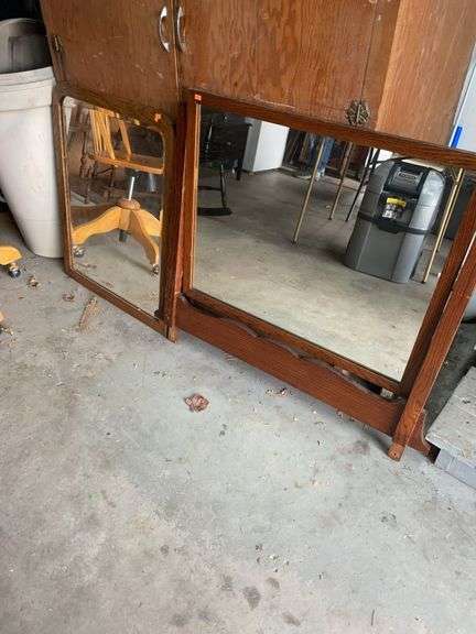 Two vintage mirrors with wood frames image
