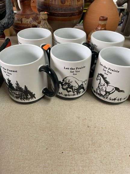 Set of six glass coffee mugs image
