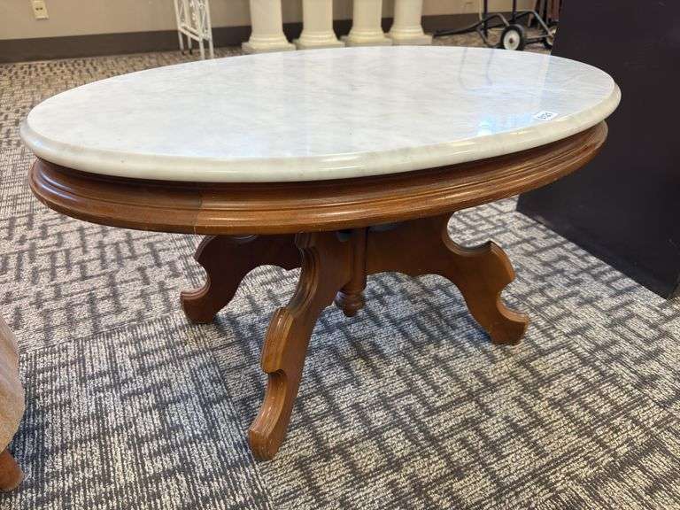 Marble topped ornate coffee table image