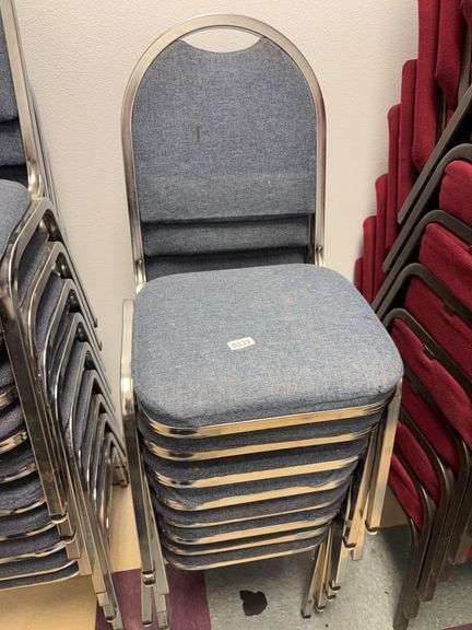 8 stainless steel framed and blue cushioned event center chairs image