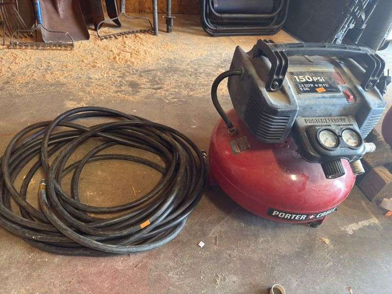 Porter cable 150 psi air compressor w/ air hose image