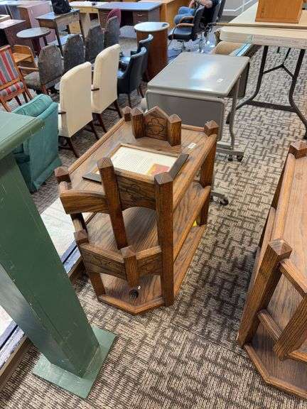 2 Original mitre and staff table from the abbey with history plaque image