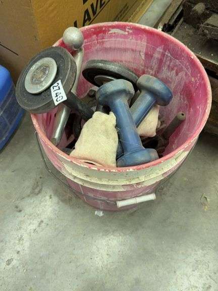 Bucket of small workout weights image