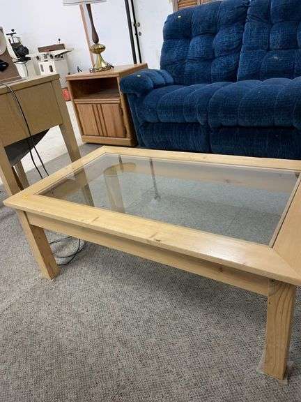 Pine and glass coffee table image
