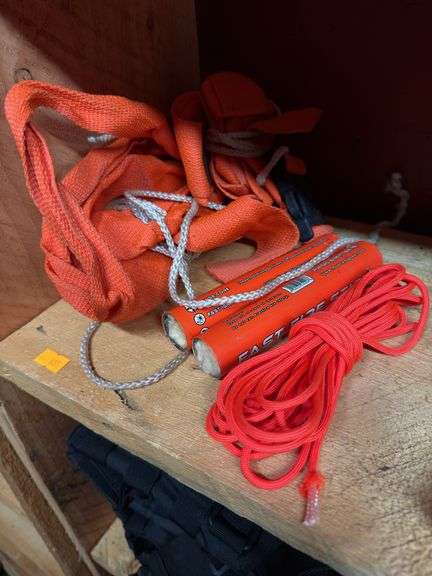 Fire sticks, nylon rope, 2 game drag harnesses, crown royal bags, bleedstop, coleman fuel image