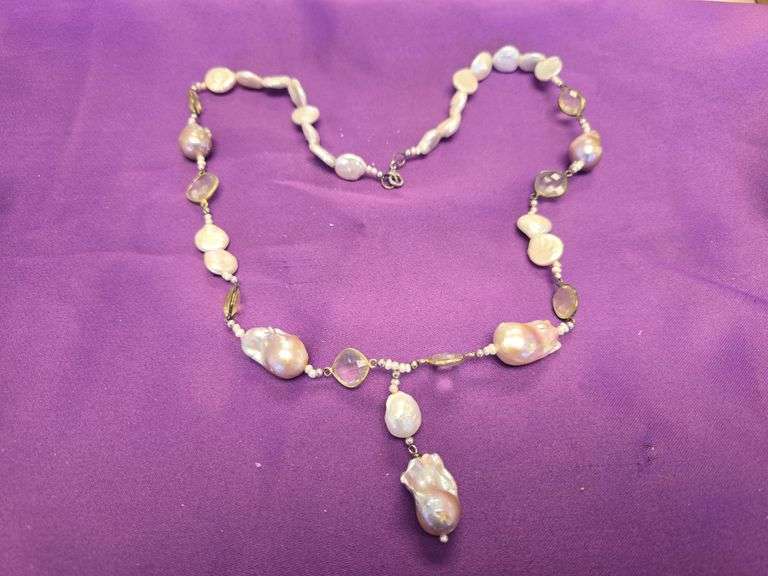 Natural Pearls and Gemstones Necklace  1990s image