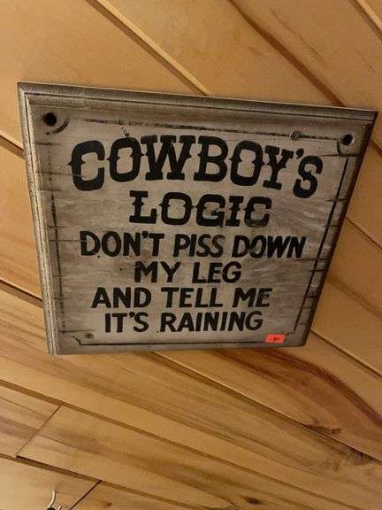 Wooden cowboy logic sign image