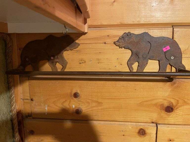 Metal bear towel rack image
