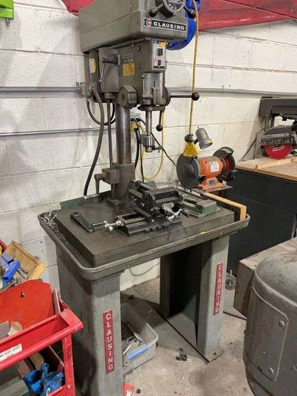 Clausing industrial drill press with two vices image
