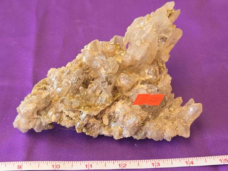 Large Quartz w Gold Pyrite Cluster 1 Lb. 4 Oz. image