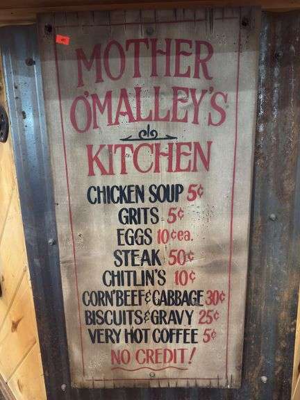 Mothers omalleys menu wooden sign image