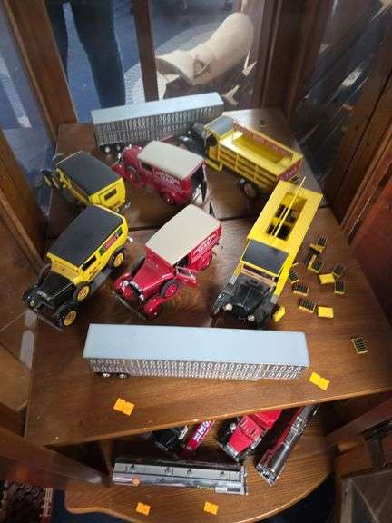 Lot of Die Cast Trucks and Semi Trailer image