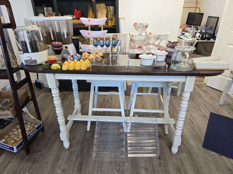 High Top Table w/ 2 Matching Chairs (Contents Not Included) image