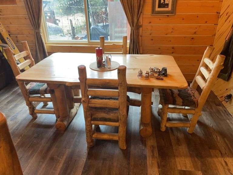 Log table and four chairs (contents not included) image