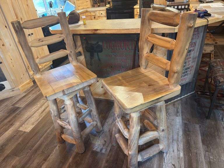 Log rotating bar stools image
