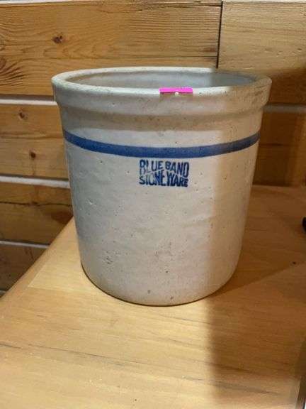 Blue band stoneware crock image