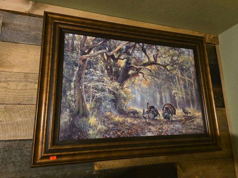 Oil on Canvas Framed Art "Turkeys" image