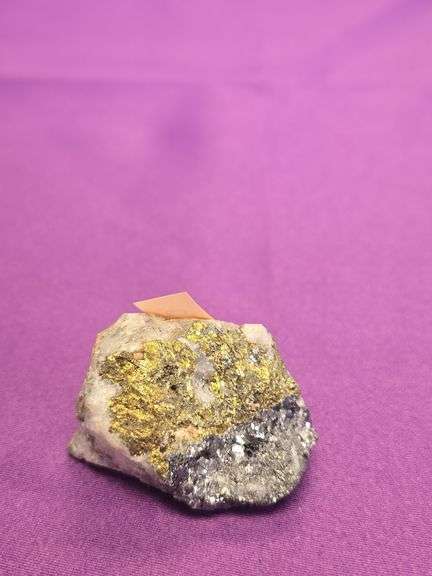 Crystalline Gold Nugget mixed minerals Specimen on Quartz Rock 41.71 Grams Total Weight image