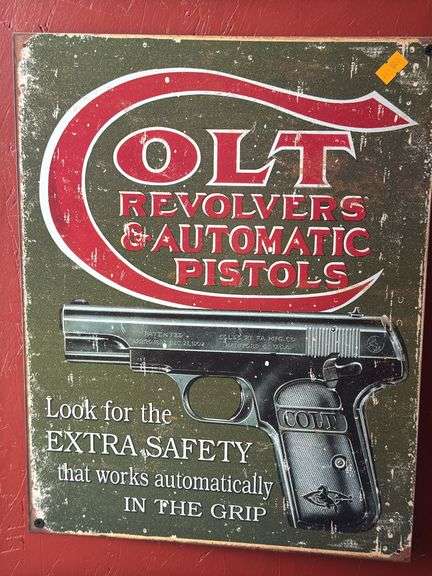 Colt tin sign. Cowboys guns bar sign image